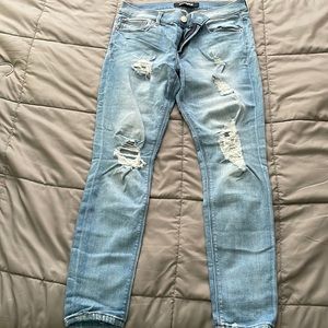 Express Distressed Mid-Rise Ankle Jean Leggings